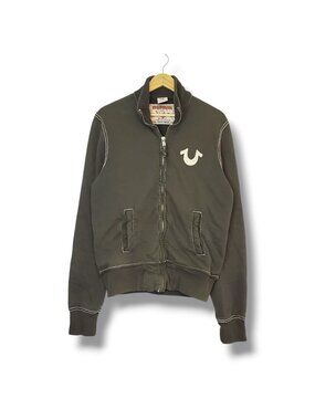 True Religion Full Zip Track Jacket Sweater Green Size L